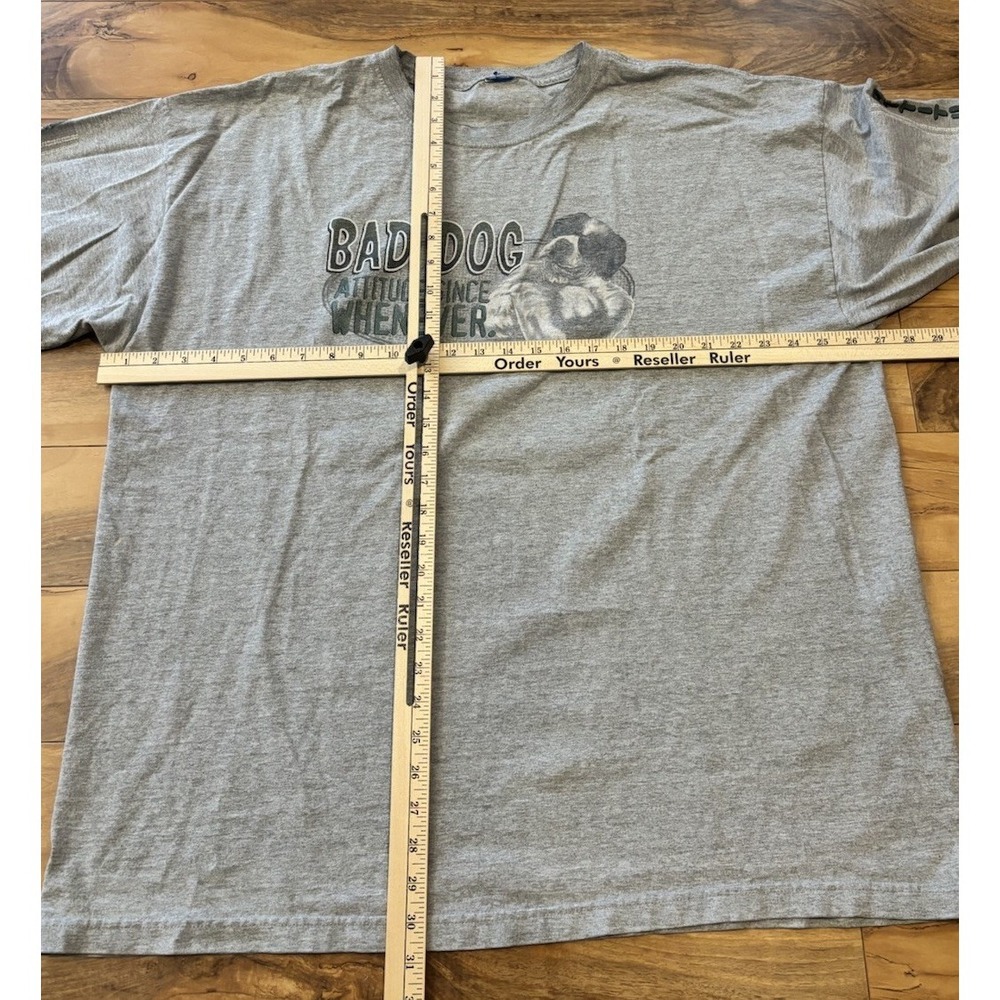 Vntg Mens 2X Gray Bad Dog St. Bernard Attitude Is Everything Long Sleeve T Shirt - Picture 4 of 5